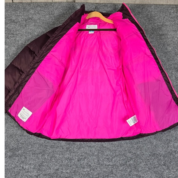 Columbia Puffer Hooded Jacket Kids Youth Size L (14-16) Burgundy Pink Zip Puffer - Picture 6 of 8